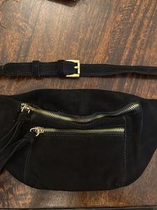 Black Suede Waist Bag