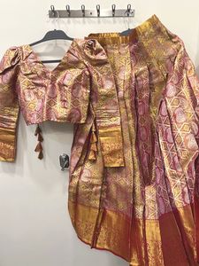 Pink & Gold Blouse With Lehanga
