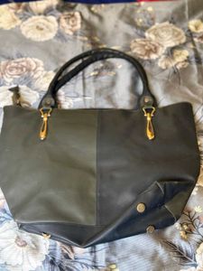 Two Tone Leather Tote Bag
