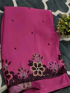 Pink Floral Saree