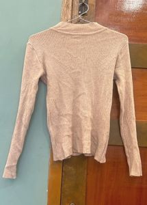 Ribbed Knit Mock Neck Top