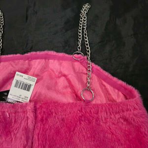 Pink Fuzzy Chain Strap Top