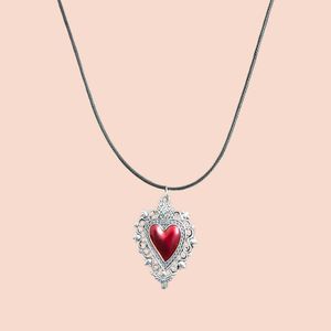 Gothic Red Heart Pendant Necklace