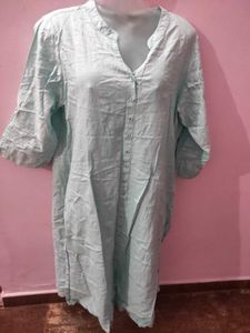 xxl silver zari print sky blue kurta
