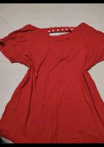 Red Top with Pearl Detail