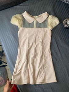 Cute Faux Fur Collar Dress