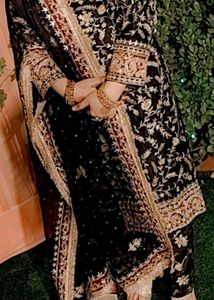 full dabka hand work suit with dupatta and trouser
