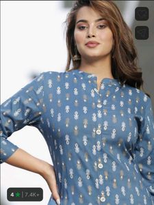 Blue Printed Kurta Set