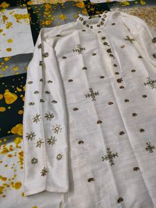 Embroidered White Kurta