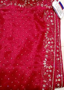 Red Beaded Saree