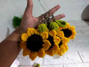 Sunflower Crochet Keychain
