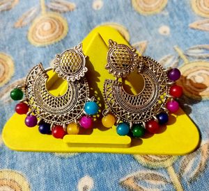 Oxidised Multi Color Earrings(2 Pairs)