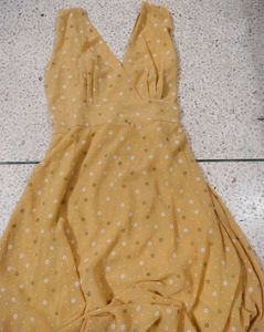 Yellow Floral V-Neck Dress
