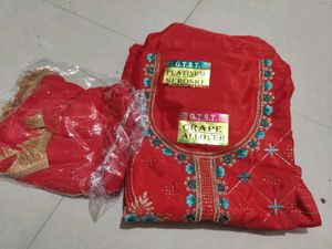 Crepe With Tikki Work Suit Sale