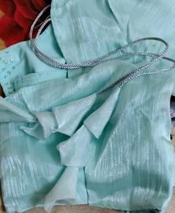 Elegant party organza saree With Stitched Blouse