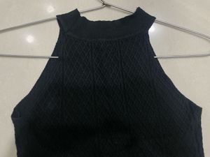 Black Knit Mock Neck Tank Top