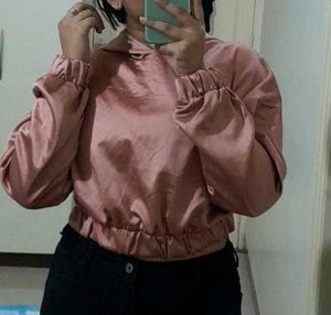 Stylish Pink Cropped Hoodie