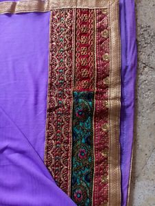 Purple Saree with Decorative Border