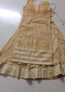Golden Embroidered Anarkali Set