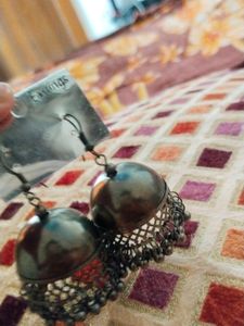 Fashion Earrings Silver Black Colour
