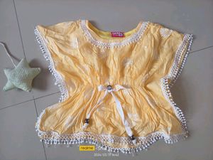 Kaftan And Skirt Set For Girls💛🤍