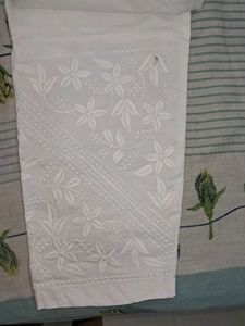 White Straight Pant With Embroidery Work At Bottom