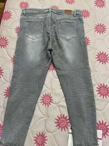 Raw Hemmed Grey Skinny Jeans