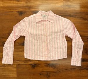 Pink &amp; White Candy Striped Shirt🍧