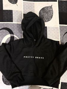 Black 'Pretty Brave' crop  Hoodie