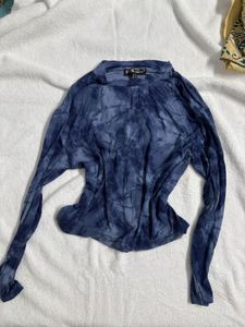 Blue Tie-Dye Long Sleeve Top