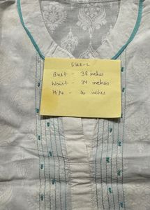 White Colour Embroidered Kurti