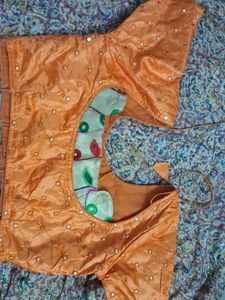 Orange Embellished Sari Blouse