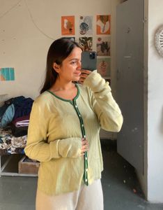 Cute Green Trim Cardigan