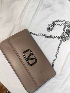 Beige Chain Crossbody Bag