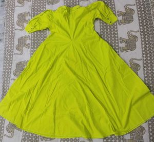 Yellow Poplin Midi Dress