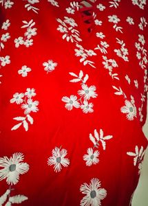 Red Floral Printed Top