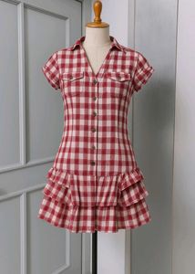 Red Plaid Ruffle Dress