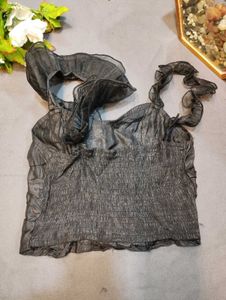 Black Ruffle Corset Top