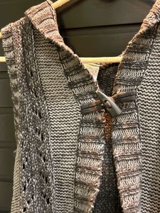 Hooded Knit Vest with Fringe