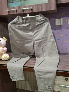 Khaki Elastic Waist Pants