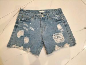 Distressed Denim Shorts