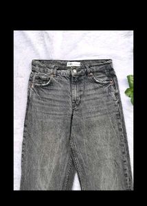 Zara High Waist Gray Wide Leg Jeans