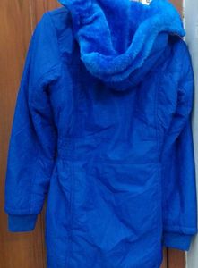 Blue Hooded Winter Coat