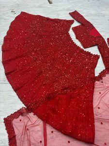 (FIX PRICE)Stunning Red Sequin Lehenga Choli