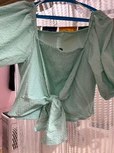 Mint Green Puff Sleeve Top