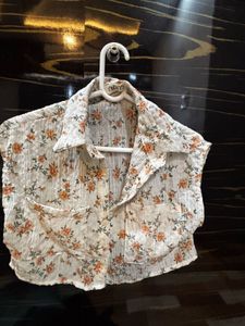 White Floral Crop Top  Not Used
