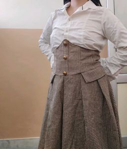 Checked High-Waisted Skirt
