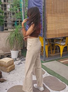 Beige wide leg jeans