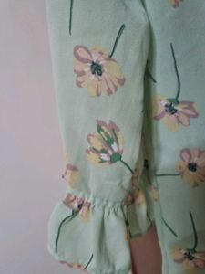 Floral Top With Ruffle Sleeves