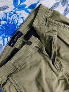 Khaki Ruched Cargo Pants
